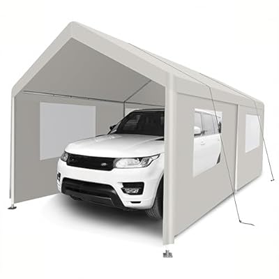 Carports 10×20 Heavy Duty, Portable Carport Garage Tent, Outdoor Storage Shelter,Car Shelter All Weather,Car Canopy for Truck,Car,Boat,Truck (White)