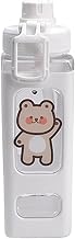 Ranade Mart Kawaii Water Bottle with Straw and Sticker, Kawaii Bear Water Bottle, Large Sport Plastic Portable Square Drinking Bottle for Girl, Cute Juice Tea Water Cups-700ml (White)