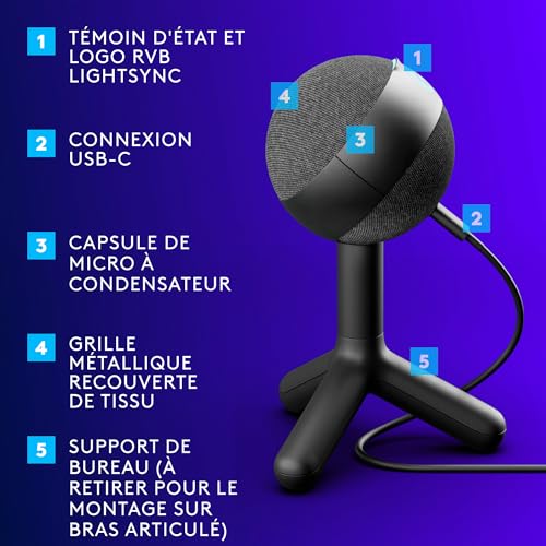 Yeti Orb Logitech G micro condensateur LIGHTSYNC RVB - 5