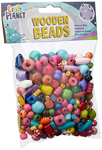 Realizzato in legno Craft Planet Set di Perline di Legno Multicolore 100 g