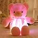 Dyda6 - Oso de Peluche con luz LED, Supersuave, Oso de Peluche con Pajarita de Peluche con luz LED Colorida, Regalo de cumpleaños para niños, Rosa, 50cm