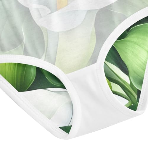 Toddler Girls Underwear 2t Cotton Girl Panties Cute Fancy Kids Undies Briefs White Calla Lilies Lush Green Leaves 5