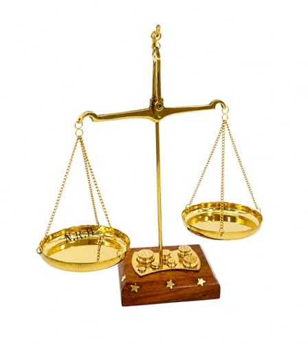 Báscula Antigua Tarazu de Latón y Madera 8 Pulgadas