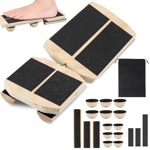 Balance Board Fußtrainer mit Tasche – Knöcheltrainer aus Holz für Gleichgewichtstraining & Fußkräftigung, Anti-Rutsch Wackelbrett für Zuhause & Büro Balance Board Fußtrainer mit Tasche – Knöcheltrainer aus Holz für Gleichgewichtstraining & Fußkräftigung, Anti-Rutsch Wackelbrett für Zuhause & Büro