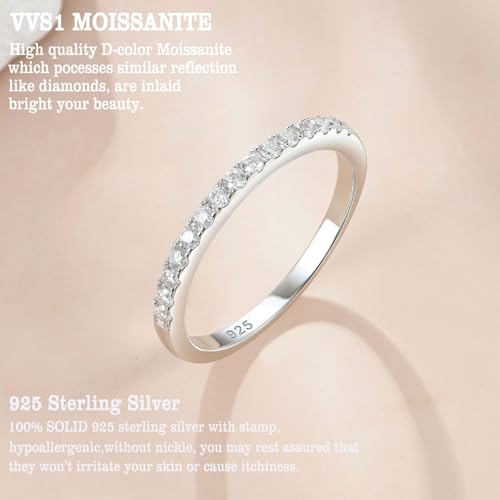 Newshe Jewellery Moissanite Eternity Rings for Women Wedding Bands 925 Sterling Silver Round Engagement Ring Size 5-104