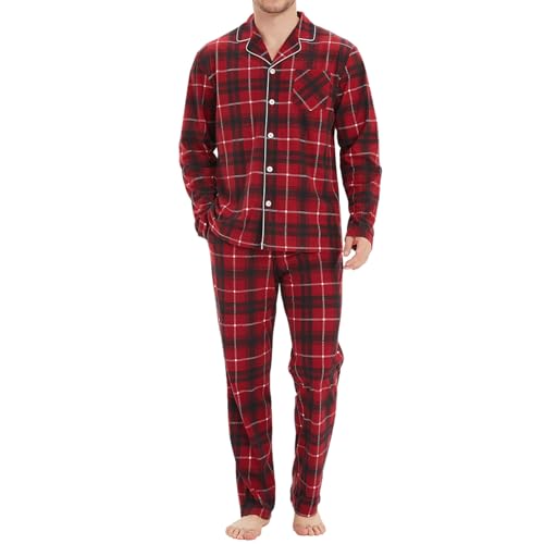 Pyjamas homme à carreaux rouges lot de 2 pour des soirées cocooning et un sommeil réparateur
