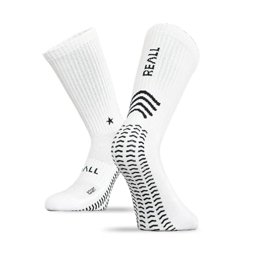 REALL ONE Technical Grip Sock for High Impact Sports - Silicone Waves - Strong Grip Technology - Superior Comfort and Breathable, White, XS