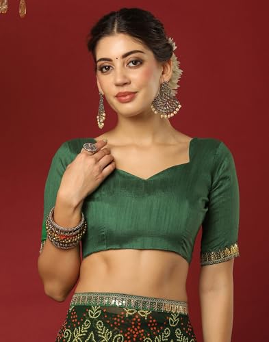 Image of SIRIL Women's Georgette Bandhani Printed Saree With Unstitched Blouse Piece
