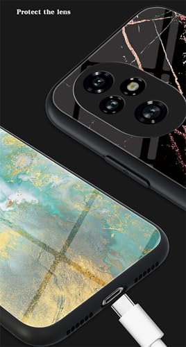 SHIEID Marble Case for Honor 200 Marble Clear Tempered Glass Case Soft Silicone Phone Cover Compatible with Honor 200 (Black White) - Image 4