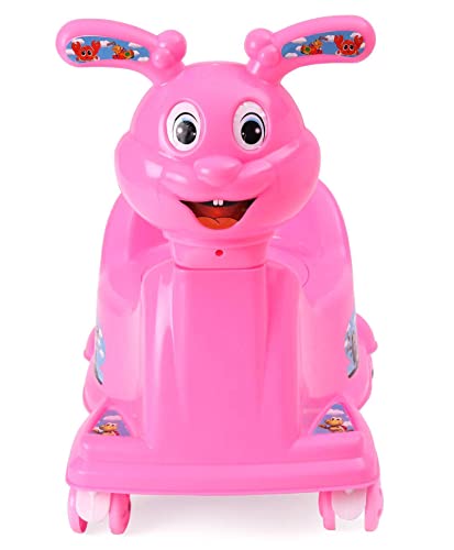 Image of Goyal's Rabbit Style Baby Potty Seat Cum Rider with Wheel and Removable Bowl for Kids (Pink)
