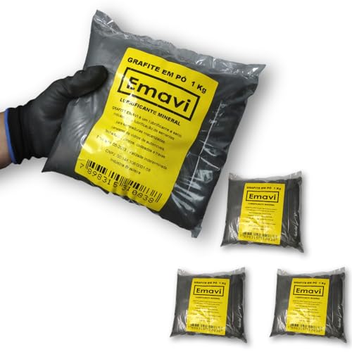 Kit 3 Grafite Em Pó Mineral 1kg Lubrifica Fechadura Maquina Maçaneta Porta Portão Cadeado Trilho Can