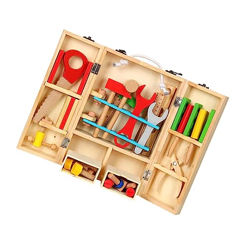 WESIEVYA 1 Juego Caja de Herramientas para Toys Tool Box Cajas de Herramienta Juguete de Mantenimiento de ingeniería Juguete de Herramienta de reparación para de Madera