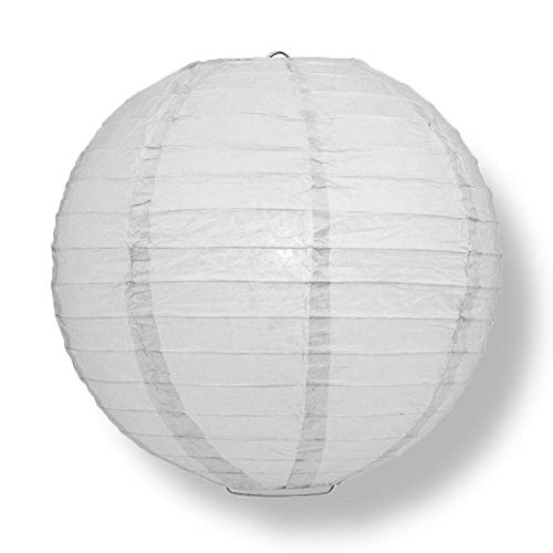 Image of Quasimoon PaperLanternStore Decorative Paper Lantern - (Single, 20-Inch, Driftwood Grey, Even Ribbing) Round Paper Lantern - Ideal Wedding and Party Decor or Home Accent, Lighting Optional