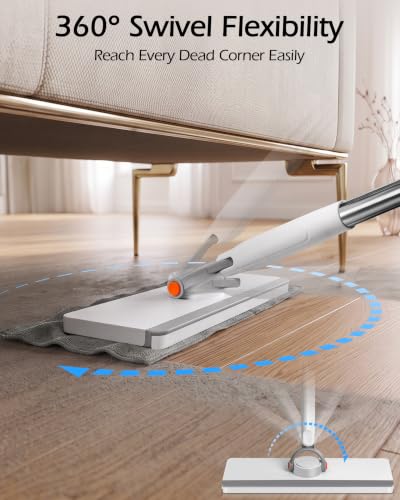 Image of MASTERTOP Snap Grip Mop, Hands Free Flat Mop with 51 inch Adjustable Handle
