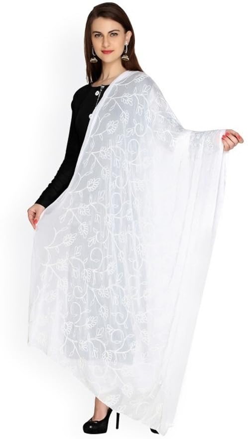 Nakoda Creation Chiffon Embroidered Women Dupatta (Chiffon Dupatta-White) - BZ34793-image-17