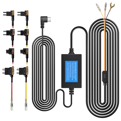WOLFBOX 4A USB-C Hardwire Kit de carga para todas las cámaras WOLFBOX Dashcams de 6,5 m (21,33 ft), 12 V-24 V a 5 V para Dashcams con protección de