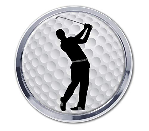 Image of Elektroplate Golfer Swing All Metal Automotive Emblem | SUV and Truck Size at 3.5 inch | Weatherproof