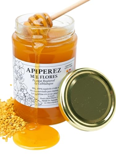 APIPEREZ Miel Cruda Mil Flores Calblanque 500g – Miel Natural de Floración Mediterránea – Energética, Antibacteriana y Antiinflamatoria – Recolectada en Parque Regional de Calblanque