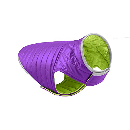 Morycat秋冬 綿服 犬服 厚手 袖なし ダウンジャケット 袖なし マジックテープ 洋服 抜け毛対策 防寒 防風 暖かい 着脱簡単 ドッグウェア お散歩 小中型犬 (パープル,XS)