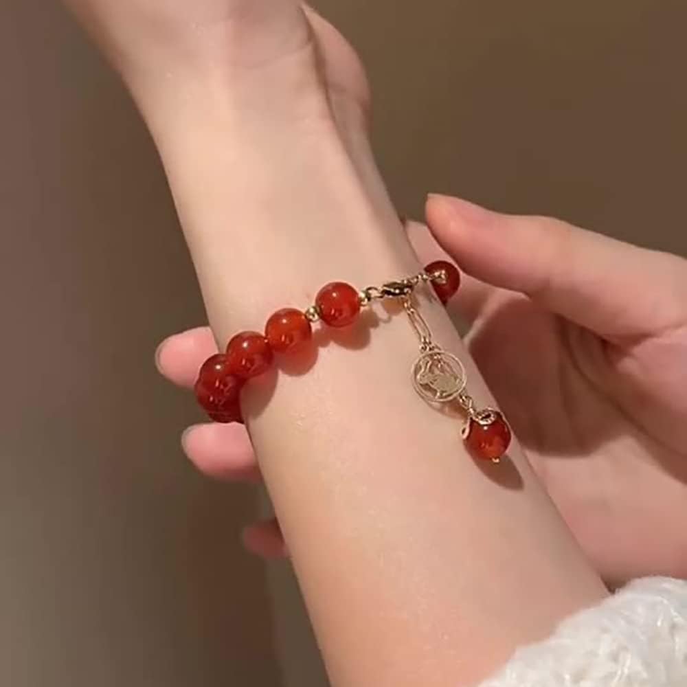 RedBraided Rope Adjustable Strin ChainBracelets2023 New Year Zodiac Lucky Rabbit Bracelets Chinese Zodiac Animal Charm Imitation Jade Yutu Adjustable Link Rope Bracelets Good Prospects Blessing Sign f