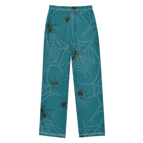Spider on Blue Boys Pants Boys Athletic Pants Long Pant for Boywith Pockets Wide-Leg Size 6-14Y