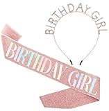 ZHOUHON Geburtstag Kopfschmuck, Geburtstag Schärpe, Mädchen Kristall Tiara, Birthday Girl Sash And Tiara, Birthday Girl Krone Gute Zum Damen Frauen Party Dekoration