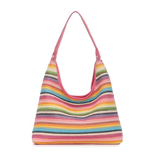 Bolso de playa tipo cubo tejido para mujer miniatura 1