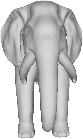 Printle Animal Elephant T-Elephant Facing Forward, with Tusks Curving Outwards and Downwards, and its Trunk Curved Downwards Figure for Dioramas and Model Train Sets Choose Your Scale
