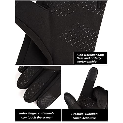 Luvas Quentes de Inverno, Luvas de Inverno Masculinas de Neoprene Escovado Pretas para Clima Frio (M