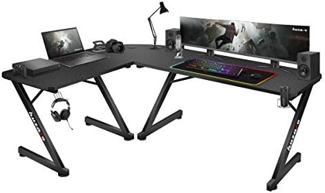 Bureau Gaming Huzaro Hero 3.3 RVB Blanc - 140x60cm LED Tapis XXL Crochet Casque