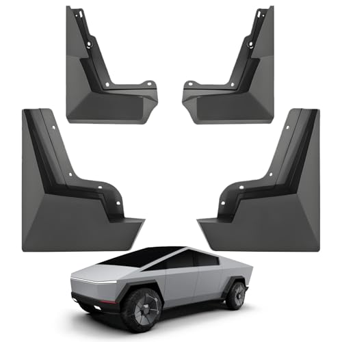 Image of Mud Flaps Compatible with Tesla Cybertruck 2024+ | No Drilling, All-Weather Splash Guards for Front & Rear | Full-Surround Protection, Winter Mud and Dirt Defense (Set of 4)