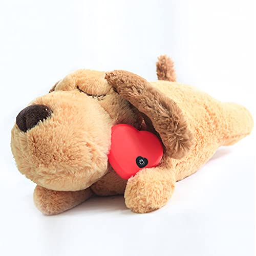 HonourHopeDog Heartbeat Toy for Anxiety Relief, Dog Soft Plush Toy Pet Calming Puppy Behavioral Training Aid Toy Pet Companion Pillow with Warm Bag for Puppy Dog Cat Kitty Pets