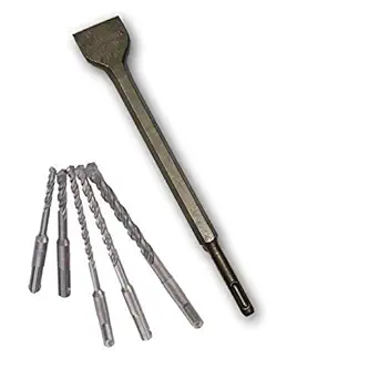 Tools Centre Sds-Plus Rotary Hammer Chisel for Concrete and Masonry Demolition & Impact Drill Bit Kit.