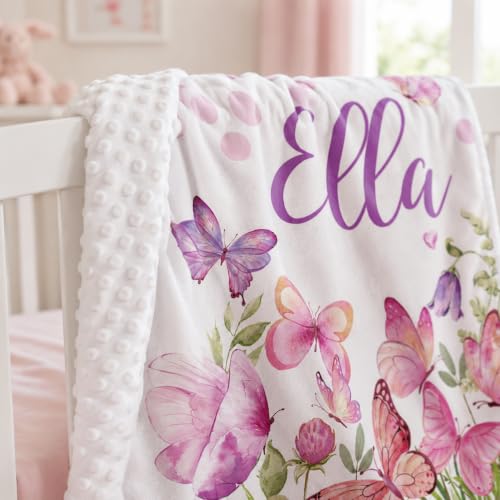 Image of Personalized Baby Blanket for Girls, Custom Nursery Blanket with Name, 30 x 40 Inch Soft Minky Blanket for Baby Toddlers, Newborn Print 09