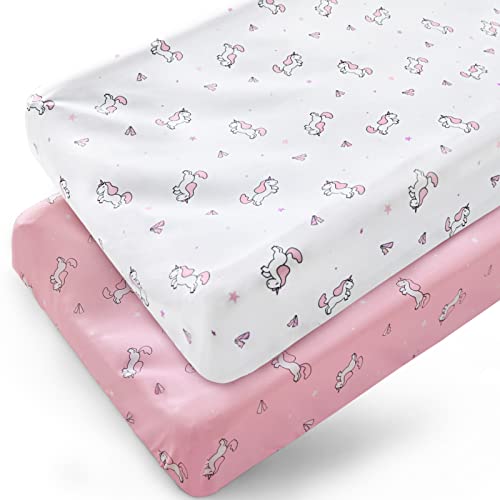 Image of Changing Pad Cover for Girls 2 Pack, Comfy & Breathable Changing Table Cover for 32''x16" Changing Table Pads, Diaper Changing Pad Cover, Pink