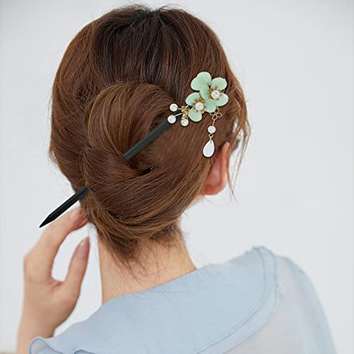 4 Pcs Japanese Chinese Hair Stick Retro Wooden Hairpin Flower Hair Chopsticks Vintage Hanfu Pins Headdress Classic Hair Fork for Long Hair Women - Thumbnail 6