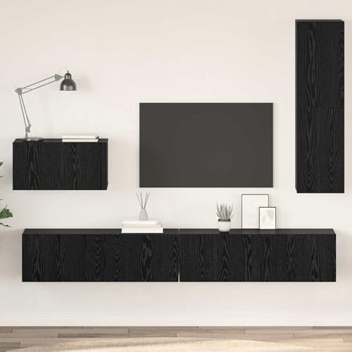 Meuble TV Mural Rustique en Bois Composite avec Rangement Multifonction, Finition Mate Résistante à la Décoloration pour Salon Moderne, Structure Durable