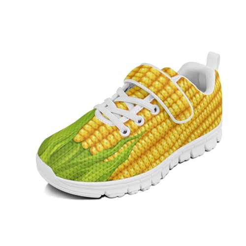 Cugasmaru Girls Running Shoes Size 1 Big Kid Vegetable Shoes for Nature Lover Sweet Corn Kids Slip On Shoes for School Girls Cartoon Style Running Gym Shoes