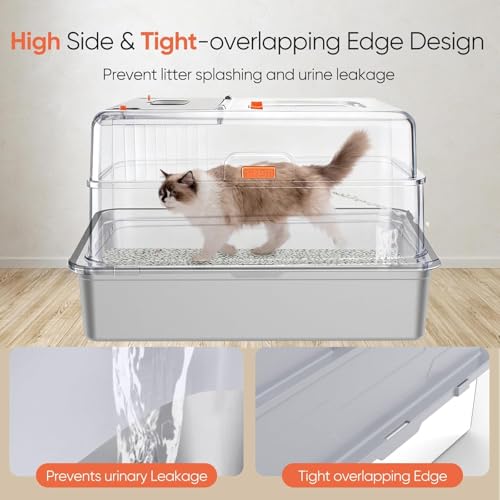 Arenero de Acero Inoxidable XXXL con Tapa para Gatos Grandes miniatura 3
