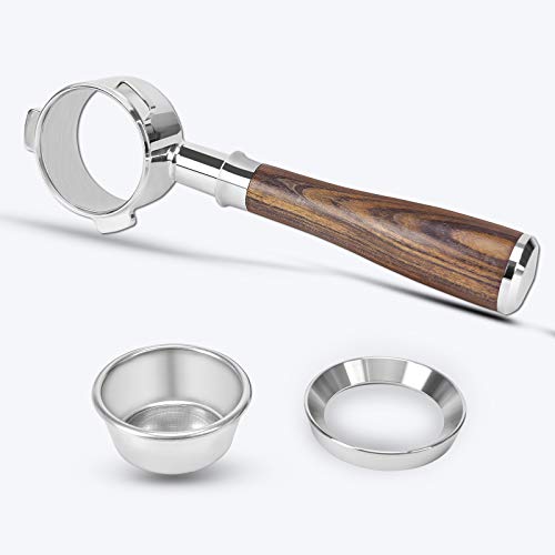 54mm Coffee Bottomless Portafilter Compatible For Breville 870/878/880 Filter Basket Stainless Steel Espresso Machine Tool 54mm handle and with Gifts ox Included (Black rosewood) - Thumbnail 4