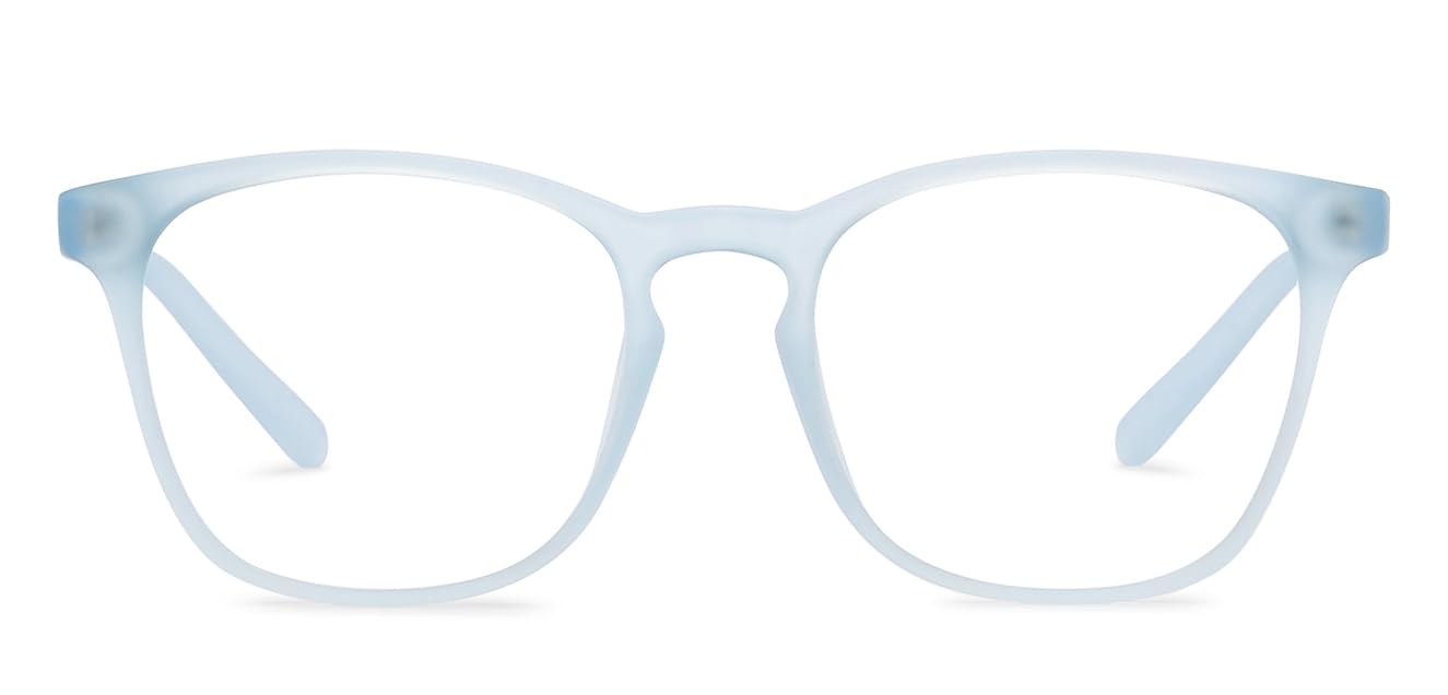 Kids Zero Power Bluecut & Antiglare Computer Eyeglasses | Sky Blue Transparent Full Rim Square | As Seen On Shark Tank | Peyush Bansal Glasses | For Kids Age 8-12 yrs | HP D15011L