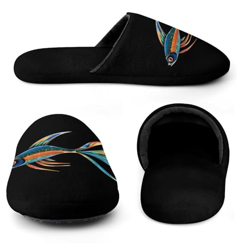 Colorful Fish House Slippers for Men Warm Plush Slip On Slipper for Indoor Outdoor3