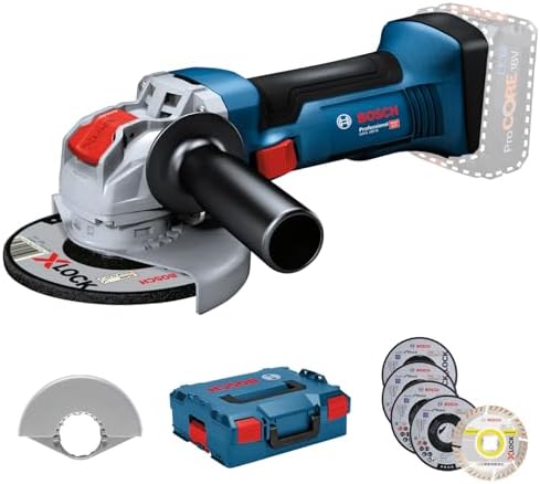 Bosch Professional 18V System Winkelschleifer GWX 18V-8 (Scheiben-Ø 125 mm, mit X-Lock-Aufnahme, inkl. 5-tlg. Trenn-und Schruppscheiben Set, in L-BOXX 136) - Amazon Exclusive Set