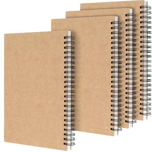SYUTBOU 4 Cuadernos de Dibujo A5 con Espiral, 30 Hojas, 120 g/m², Blocs de Dibujo con Encuadernación en Espiral A5 en Blanco, Cuadernos en Blanco para Bocetos, Caracteres, Garabatear, Escribir