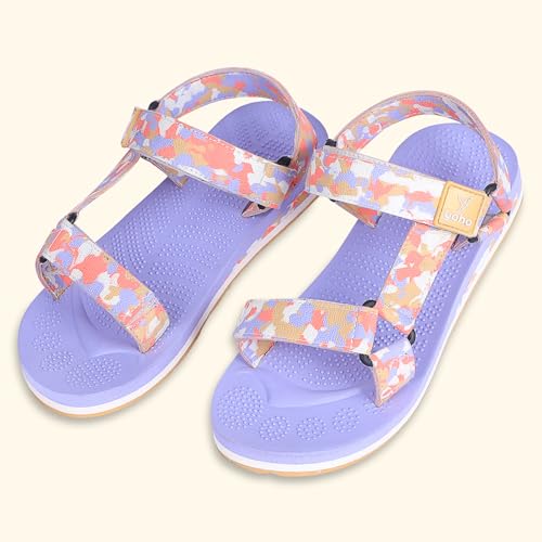 Image of YOHO EVA Sandals for Women | EVA sole | Comfortable cushioned sole with TPR base | Lightweight | Soft skin friendly straps | Adjustable straps | Velcro closure | Vibrant colour options