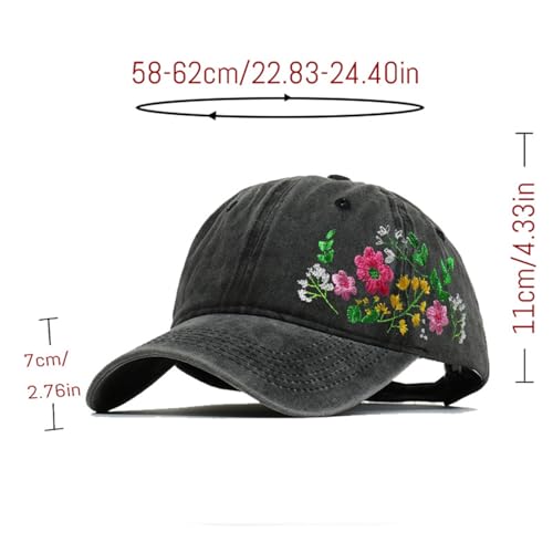 Hotcinab Damska czapka z daszkiem, regulowana, z haftem, uniseks, bawełna, oddychająca, ochrona przed słońcem, sportowa czapka na wędrówki, kemping, Czarny#6, Rozmiar uniwersalny