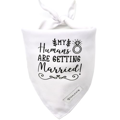 Realeaf Engagement Gift, My Humans are Getting Married Dog Bandana, Dog Wedding Outfit for Boy and Girl, Premium Durable Fabric, Dog Engagement Announcement for Medium and Large Dogs Pets (Large)