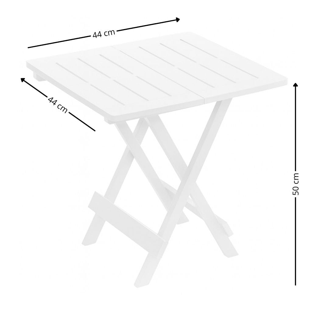 Acomoda Textil Mesa Plegable de Exterior 44x44x50 cm en Resina para Jardin Terraza. Mesa Auxiliar Cuadrada Ligera Resistente Facil de Guardar para Piscina o Comedor Exterior.