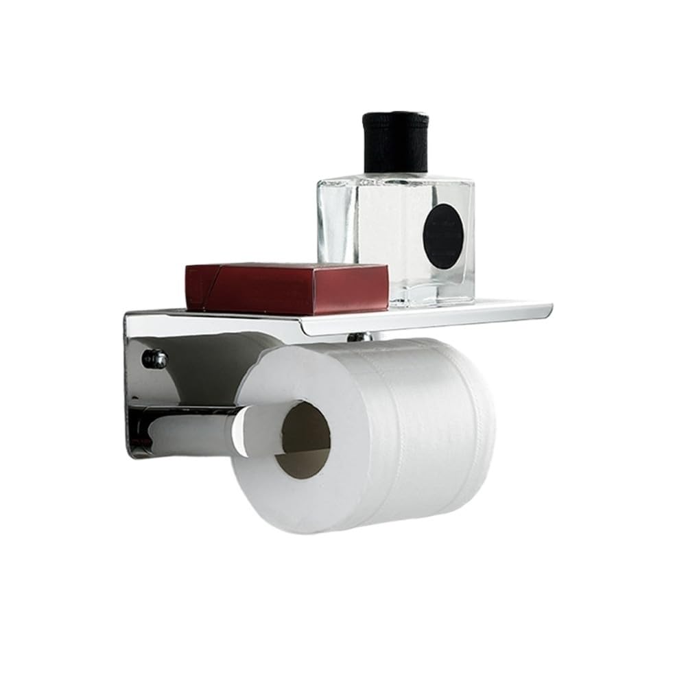 Towel Ring, Silvery Bathroom Hardware Set Towel Rack Toilet Paper Holder Soap Dish Hook(Paper Holder Shelf)