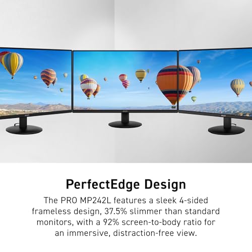 Image of msi PRO MP242LE 24-inch IPS 1920 x 1080 (FHD) Computer Office Monitor, 100Hz, Adaptive Sync, HDMI, DisplayPort, Tilt, 4-Side Slim Bezel 1ms, Black